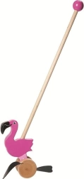 Wooden push-along flamingo on a stick nature planet