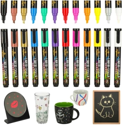 12 vedela kriidimarkeri komplekt klaasile, tahvlitele ja keraamikale