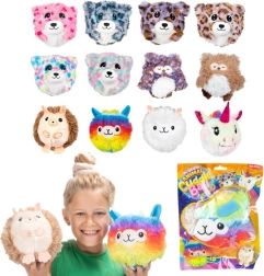 Täispuhutav plüüsist pall loomadega 15 cm, liikide segu