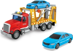 Tractor-trailer with car, with light and sound effects, 32 cm