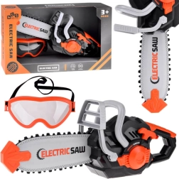 Laste elektriline kettsaag heliga ja liikuvate ketiga + kaitseprillid