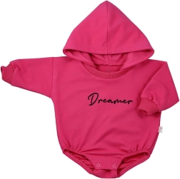 Infant sweat body with hood Koala Dreamer, dark pink