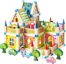 2Kids Toys värvilise lossi puidust ehituskomplekt
