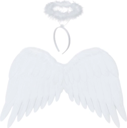 Angel wings with halo RUHHY 50 × 35 cm, white, 2-piece set