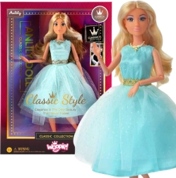 Woopie Royal nukk Lily 30 cm pikkade blondide juustega elegantsetes türkiissinistes kleitides