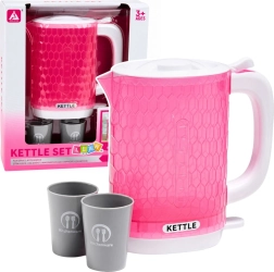 Children’s electric toy kettle with lights and boiling sounds with cups, pink
