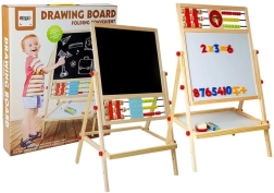 Puidust pööratav laste tahvel kriidi, loenduri, kellade ja magnetnumbritega