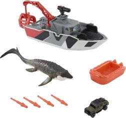 Matchbox Jurassic World päästepaat mosasauruse ja Jeepiga