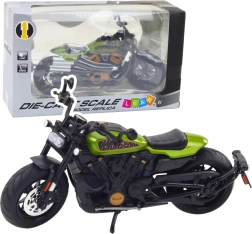 Metal chopper model 1:12 with lights and sounds – black with green accents