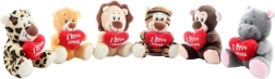 Plush Wild Animal with Heart 14 cm