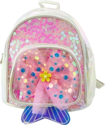 Children's white backpack with tulle bow