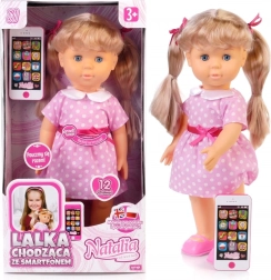 Kõndiv nukk NATALIA nutitelefoniga 41 cm