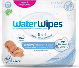WaterWipes Newborn & Baby 3in1 niisked salvrätikud, 4 × 60 tk (240 tk)