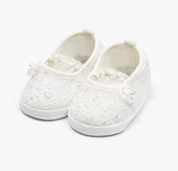 NEW BABY Lace Baby Ballet Flats, beige, 12–18 months
