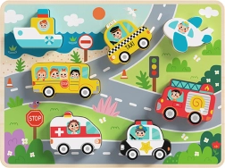 Tooky Toy puidust Montessori pusle – transpordivahendid (7 tükki)