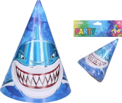 Shark party hats, 15 cm, pack of 6
