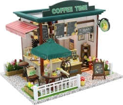 Miniatuurne kohvik Coffee Time – loominguline ehituskomplekt LED-valgustusega