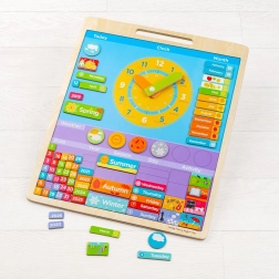 Ingliskeelne magnetkalender kellaga BIGJIGS TOYS