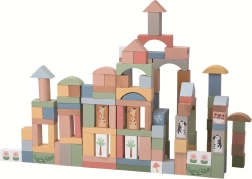 Puidust pastelsed klotsid Safari 120 tk