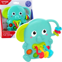 Sensoorne kõristi roheline elevant liikuva detailidega