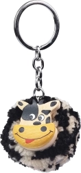 Wooden keychain with pom-pom cow