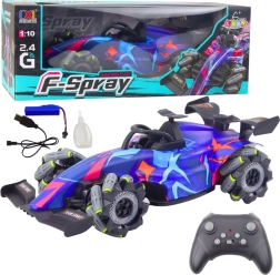RC racing car 1:10 with steam effect, lights and 2.4 GHz control – blue
