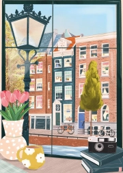 Puzzle View of Amsterdam from a Café 500 Pieces