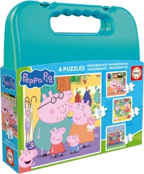 Puzzle kohvris PRASS PEPPA 4in1 (6–16 tükki)