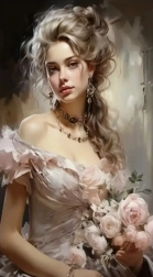 Diamond painting Girl with Roses 30 × 40 cm