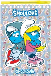 Smurfide märkmik pastakaga, rõngasköites jooneline ja tühi, 15 × 22 cm