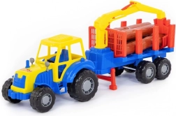 Laste metsaveotraktor haagise ja palkidega