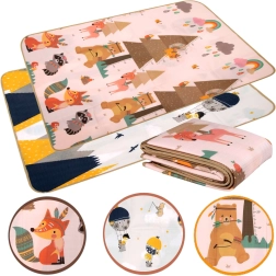 Kahepoolne EPE vahust õppe-/mängumatt 150 × 180 cm mäed ja loomakesed