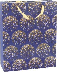 Elegantne kinkekott kuldsete tähtedega, tumesinine 32 × 26 × 12 cm