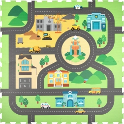 Vahust hariduslik põrandamatt 120 × 120 cm – linna tänavad, 4 osa HUMBI