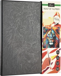 Numbrite järgi maalimine mustale lõuendile – lõvi