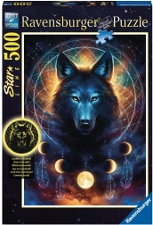 Ravensburger Glow-in-the-Dark Puzzle – Wolf and Moons, 500 pieces