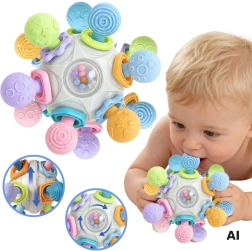 Woopie Baby sensoorne pall 3in1 närimisosa ja kõristiga 6m+ – 1 tk