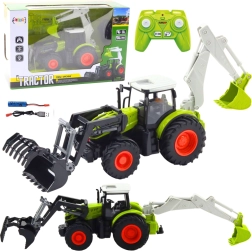 RC Tractor 2-in-1 with Rotating Bucket and Backhoe, 2.4 GHz, Scale 1:24