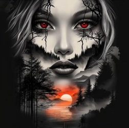 Diamond painting Face in a Mountain Landscape 30 × 40 cm