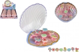 Laste reguleeritavate meremaailma motiividega sõrmuste komplekt karbis, mis on karbi kujuline