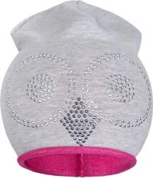 Spring cotton hat New Baby Owl grey-pink 110 (4–5 years)