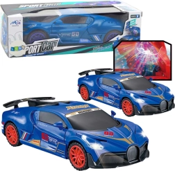 Interactive sports car with obstacle sensor, LED ball and 360° rotation, blue