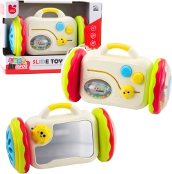 Interactive rolling mirror for babies – educational rattle toy