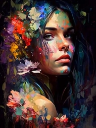 Diamond painting colorful portrait of a woman 30 × 40 cm