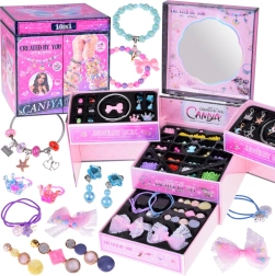 Folding jewelry box for kids with beads and hair accessories