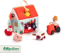 Lilliputiens lahtivolditav talu 6 loomakesega, farmeri ja traktoriga 18+ kuud