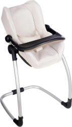 3-in-1 car seat and high chair for dolls, beige
