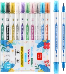 Sädelevate kahepoolsete metallikmarkerite komplekt, 10 tk