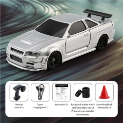 RC-driftiauto 1:43, valge, koos tarvikutega