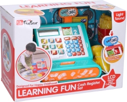 Laste kassa kalkulaatori ja tarvikutega